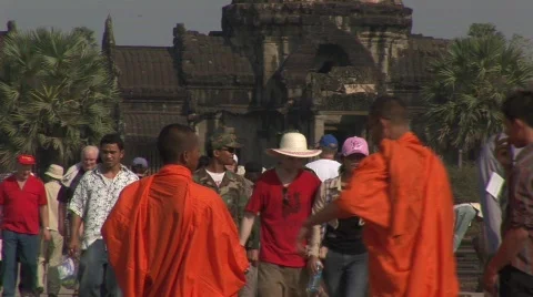 Angkor Buddhist monks Stock Footage 535742