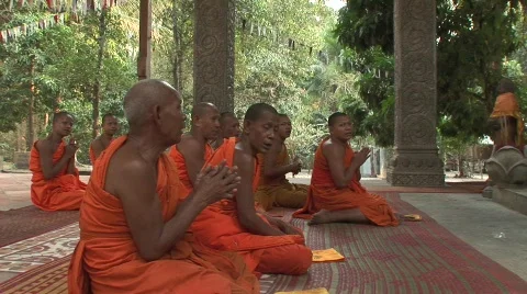 Angkor Buddhist monks Stock Footage 535780