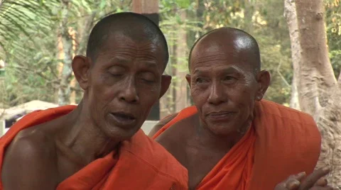 Angkor Buddhist monks Stock Footage 535789
