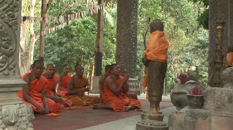 Angkor Buddhist monks Stock Footage 535791