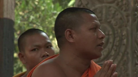 Angkor Buddhist monks Stock Footage 535794