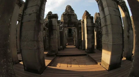 Angkor movement of the temple courtyard Stock Footage 41248315
