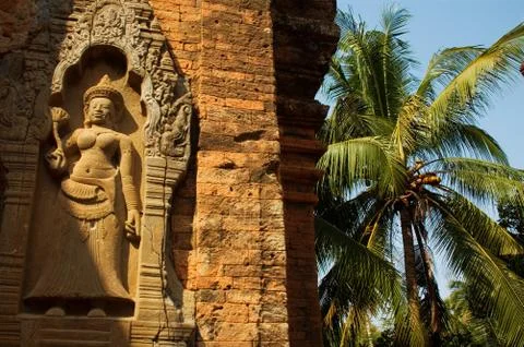 Angkor Temple With Tropical Tree Stock Photos