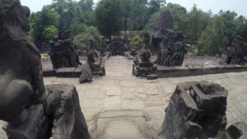Angkor Thom Down Steps 4 Stock-Footage 75066564