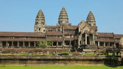 Angkor thom wat temple in cambodia - architectural monument Видео 34281732