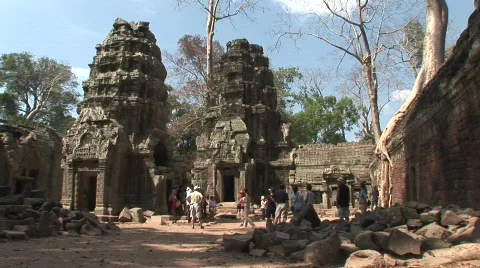 Angkor tourists Stock Footage 536468