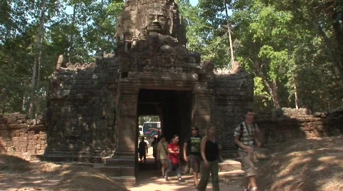 Angkor tourists Stock Footage 536472