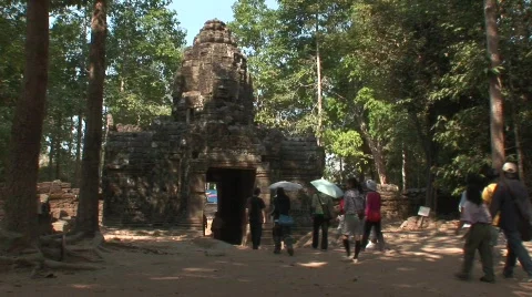 Angkor tourists Stock Footage 536483