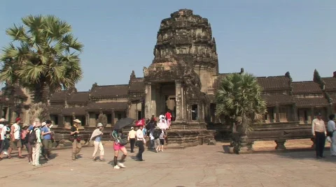 Angkor tourists Stock Footage 536519