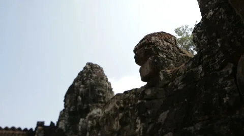 Angkor wall temple motion focus Stock Footage 41248335