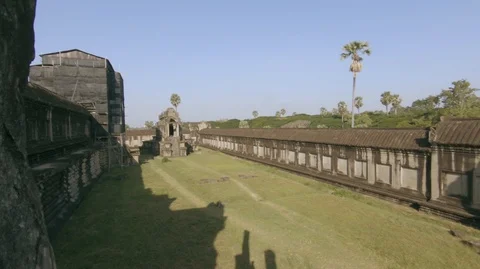 Angkor Wat ancient temple complex UNESCO World Heritage Site, Cambodia (E) Stock Footage 99688891