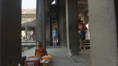 Angkor Wat ancient temple complex UNESCO World Heritage Site, Cambodia (N) Stock Footage 101619190
