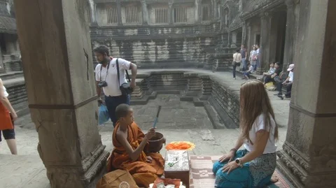 Angkor Wat ancient temple complex UNESCO World Heritage Site, Cambodia (T) Stock Footage 101663037