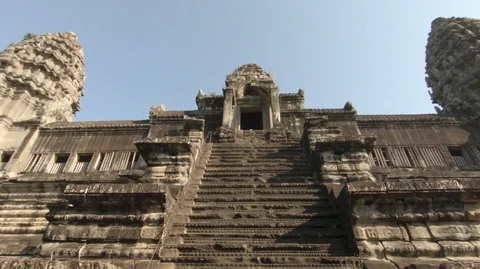Angkor Wat ancient temple complex UNESCO World Heritage Site, Cambodia (Y) Stock Footage 101663111
