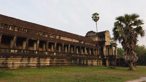 Angkor Wat on the back side, in the background Stock Footage 105986624
