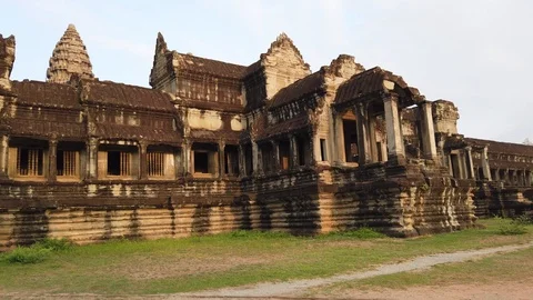 Angkor Wat on the back side, in the background Stock Footage 105986748