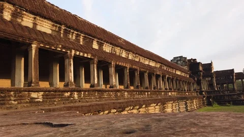 Angkor Wat on the back side, in the background Stock Footage 105986893