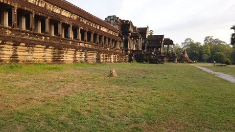 Angkor Wat on the back side, in the background Stock Footage 105986952