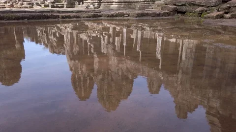 Angkor wat complex in Cambodia, reflection on the water Stock Footage 116010660