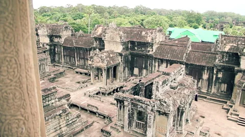 Angkor wat complex dolly camera Stock Footage 63455812