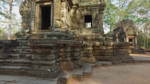 Angkor Wat Complex Small Temple And Trees Stock Footage 73241460