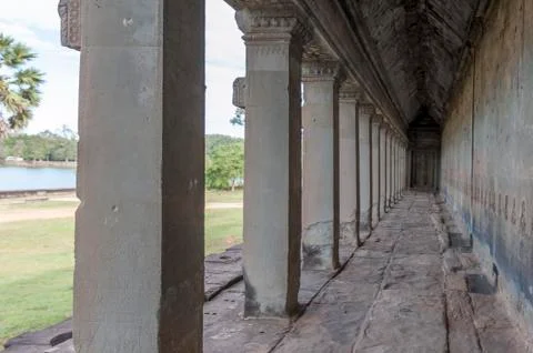Angkor Wat corridor Stock Photos