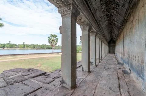 Angkor Wat corridor Stock Photos