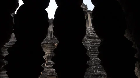 Angkor Wat dolly shot from inside window Stock Footage 23600945