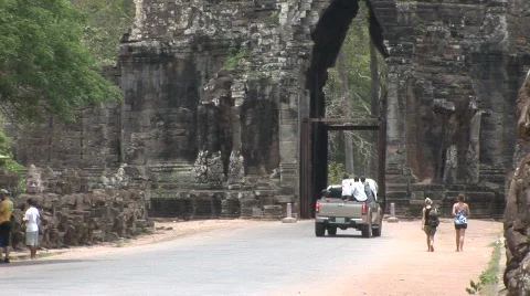 Angkor Wat Gate, Cambodia Stock Footage 372447