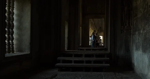 Angkor Wat inside temple Stock Footage 99808370