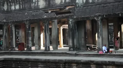 Angkor Wat interior Stock Footage 10727338