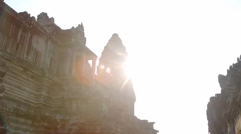 Angkor Wat in the light of the sun, old temple Video stock 49403234