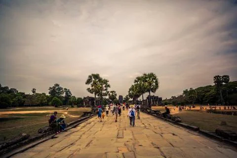 Angkor Wat Stone Pathway Stock Photos