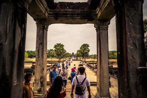 Angkor Wat Stone Pathway Stock Photos