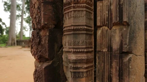 Angkor wat structural element of the temple ruins Vídeo Stock 41249230