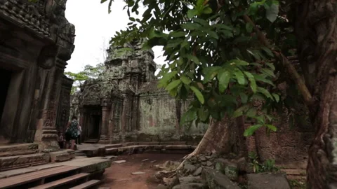 Angkor Wat - Ta Phrom Temple Pan Right to Left Stock Footage 130553305