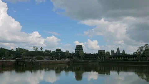 Angkor Wat Temple Cambodia cloudscape time lapse Stock Footage 70936611