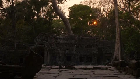Angkor wat temple complex cambodia evening Stock Footage 130966774