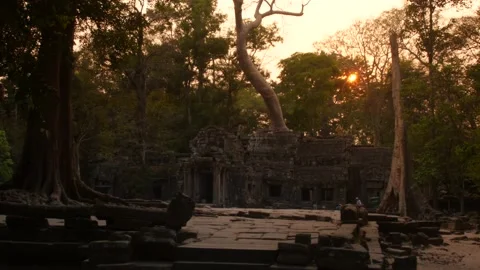 Angkor wat temple complex cambodia evening Video stock 130966790