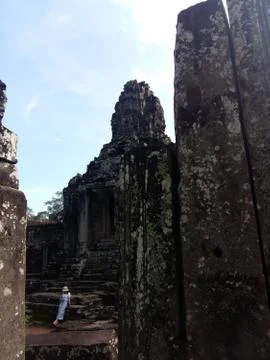 Angkor Wat is a temple complex in Cambodia and the largest religious monument Stock Photos