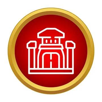 Angkor wat temple complex icon in a red circle Stock Illustration