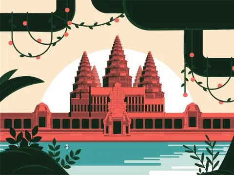 Angkor Wat temple - Hot season Stock Illustration