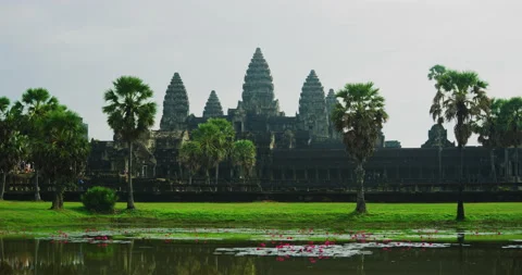 Angkor Wat Temple with a Reflection in a Pond at Siem Reap, Cambodia. Stock Footage 149018110