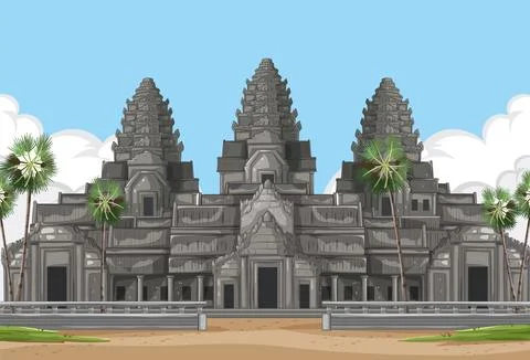 Angkor Wat Temple Vector Illustration Stock Illustration
