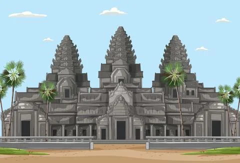 Angkor Wat Temple Vector Illustration Stock Illustration