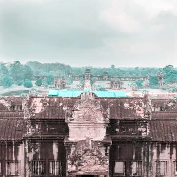 Angkor Wat temple. View from inside the temple Stock Photos