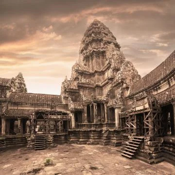 Angkor Wat temple. View from inside the temple Stock Photos