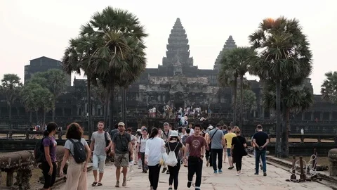 Angkor Wat Tourists 库存影片 89384131