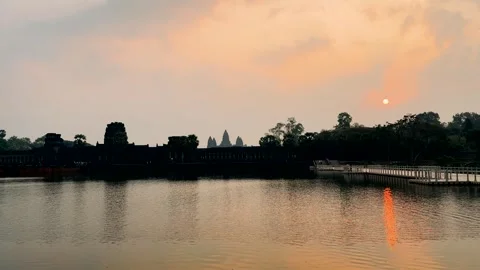 Angkorvan at dawn general plan Stock Footage 305501208