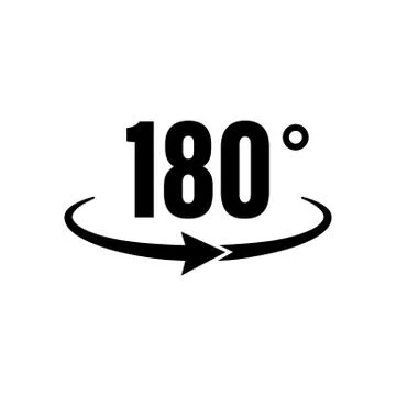 Angle 180 degrees icon. Geometry math symbol. Rotation symbol. Vector on Stock Illustration